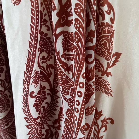Anu Boho Paisley Printed Silk Blend Silk Long Sleeve Dress |Size - Picture 4 of 6